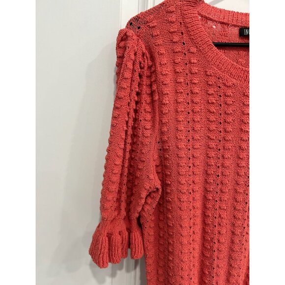 INC International Concepts Coral Knit Sweater Textured Design Ruffled Hem Sz XL - Picture 4 of 10